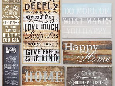 Modern wood board signboard combination modern wood board blackboard signboard set decoration 3d model