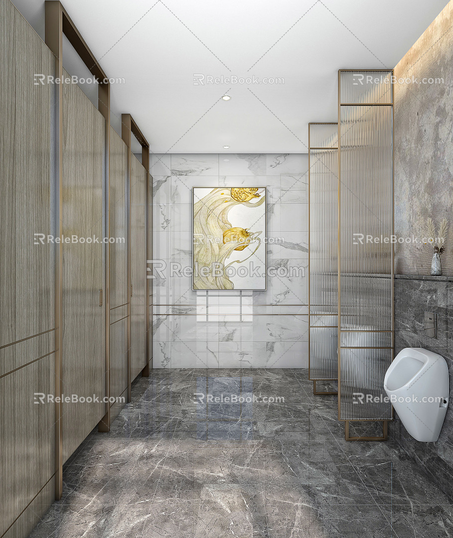 Light Luxury Toilet Public Toilet 3d model