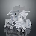 White Mechanical Robotic Device With Tracked Chassis Multiple Wheels And Arm Structure 3d model