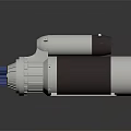 Industrial Electric Motor With Silver Metallic Body Blue Gear And Shiny Cylindrical Structure