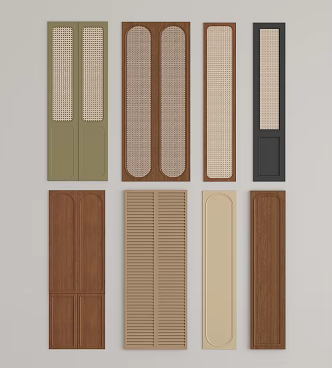 The ancient door panel cabinet door combination wardrobe door rattan cabinet door 3d model