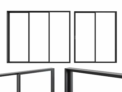 Modern Black Frame Sliding Windows With Glass Panels And Multiple Views For Home Interior 3d model