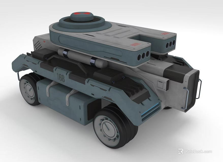 Military Weapon Wheeled Armored Vehicle With Top Turret And Missile System 3d model 