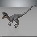 3D Rendered Gray Dinosaur With Open Mouth Sharp Teeth Standing On Dark Background With Reflection