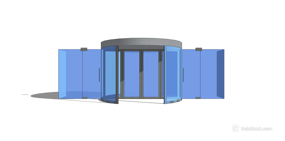 Modern Revolving Entrance Door With Glass Panels And Stainless Steel Frame 3d model 