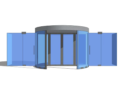 Modern Revolving Entrance Door With Glass Panels And Stainless Steel Frame 3d model