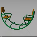 Modern Double Rocking Chair With Green Frame And Orange Seats Design