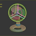 Air Cooler Fan 3D Model Design With Metal Grille And Circular Base