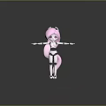3D Game Movie Character With Pink Hair Cat Ears Standing On Heart Platform Arms Outstretched