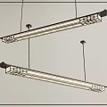 Modern Linear Pendant Lights With Sleek Metal Frame Hanging From Ceiling 3d model