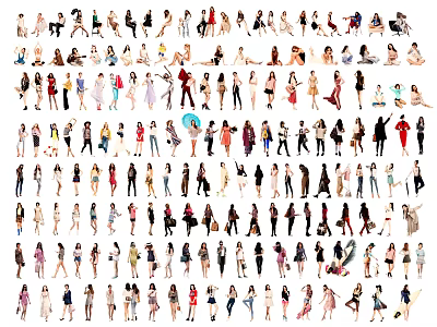 Multiple People Vector Illustrations With Different Poses And Various Fashion Outfits 3d model
