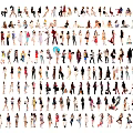 Multiple People Vector Illustrations With Different Poses And Various Fashion Outfits