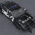 Black And White Police Car With Emergency Lights And Gear