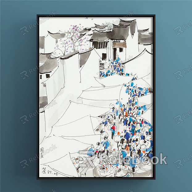 New Chinese architectural painting model