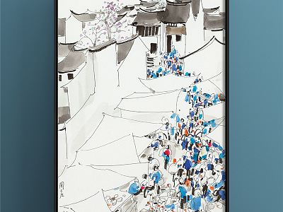 New Chinese architectural painting model