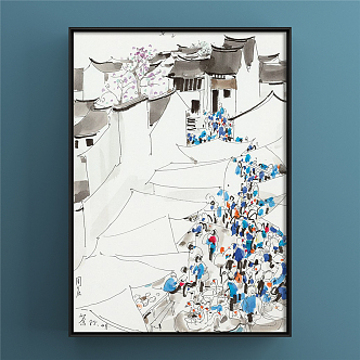 New Chinese architectural painting 3d model