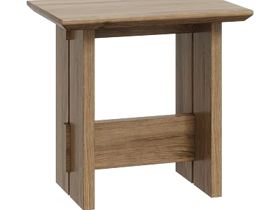 Modern Simple Wooden Stool Featuring Square Top And Sturdy Wood Legs 3d model