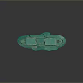 Turquoise Model Ship With Small Flag Windows And Wavy Base On Dark Background