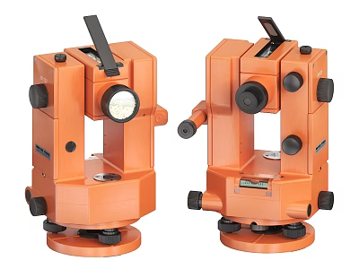 Orange Industrial Measuring Equipment With Precision Mechanical Parts And Black Knobs 3d model