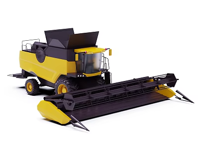 Yellow Combine Harvester With Large Efficient Cutting Mechanism For Agricultural Use 3d model
