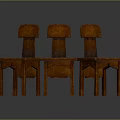 Three Brown Wooden Leisure Chairs With Classic Design And Smooth Surface