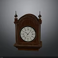 Antique Wooden Mantel Clock Design With Roman Numerals And Carved Finials