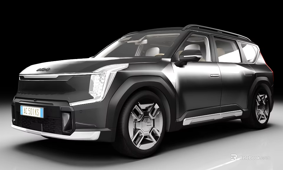 Black Modern SUV With Sleek Front Face Headlights And Stylish Wheels Design 3d model 
