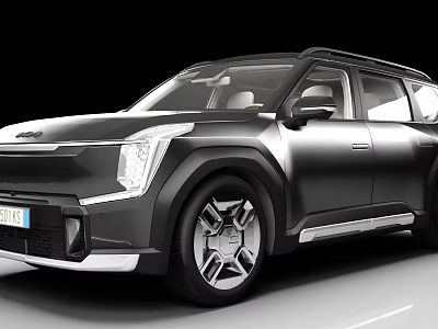 Black Modern SUV With Sleek Front Face Headlights And Stylish Wheels Design 3d model