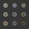 Multiple Decorative Fountains With Various Designs Different Styles And Colored Stone Bases