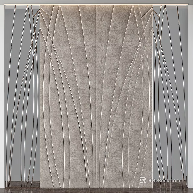 Modern Gray Wall Decor With Elegant Textured Lines And Luxury Design 3d model