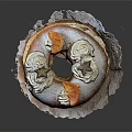 Delicious Cream Ring Cake With Powdered Sugar Whipped Cream And Orange Decorations On Silver Tray