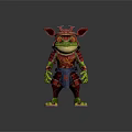 Game Movie Character Frog Warrior In Red Ornate Samurai Armor With Green Skin Features