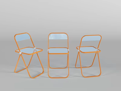 Modern Folding Leisure Chairs With Orange Frame And Light Blue Seat Design 3d model