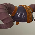 Ornate Purple And Golden Helmet With Ram Horns Intricate Braided Patterns And Studs