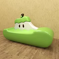 Green Apple Shaped Public Chair With Cute Design For Kids In Playroom