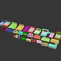Various Colored Furniture Models Including Beds Sofas And Cabinets Arranged In