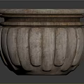 Rustic Textured Flower Planter With Ribbed Design Wide Rim And Weathered Surface