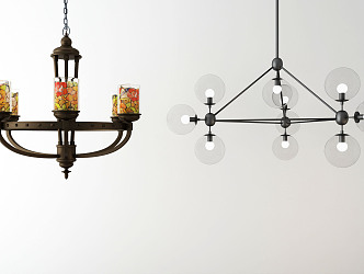 European-style chandelier combination lamp 3d model