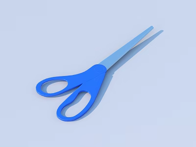 Blue Handle Household Scissors For Daily Office And Craft Use 3d model