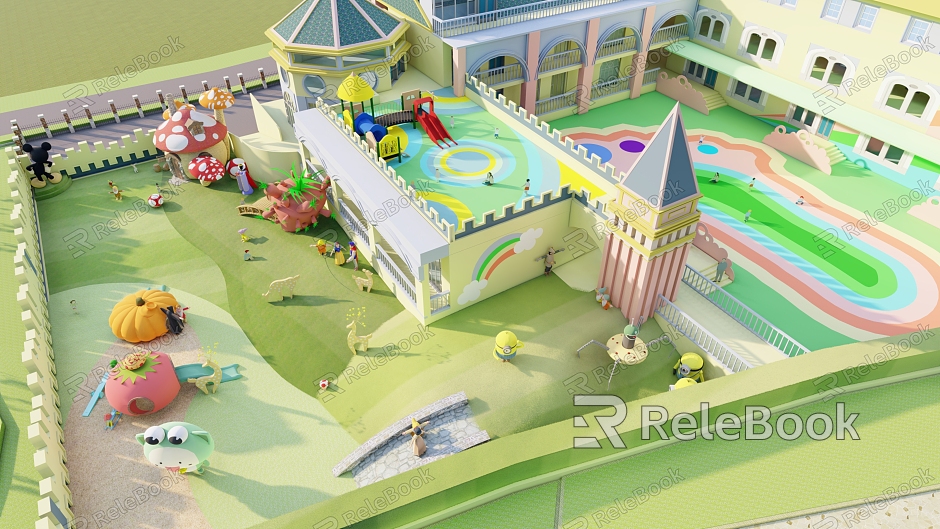 Modern Kindergarten Architecture Kindergarten Architecture Landscape Children's Activity Area Haloxylon Plates model