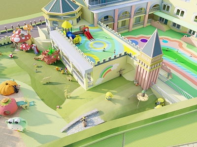 Modern Kindergarten Architecture Kindergarten Architecture Landscape Children's Activity Area Haloxylon Plates model