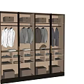Modern Wardrobe Interior with Glass Doors Hanging Clothes Shelves and Drawers