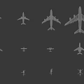 Passenger Planes With Various Models And Colors On Dark Background