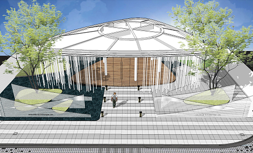 Modern gallery pavilion 3d model