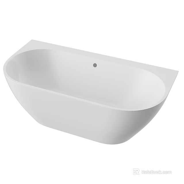 White Freestanding Bathtub With Modern Minimalist Oval Design And Sleek Surface 3d model 