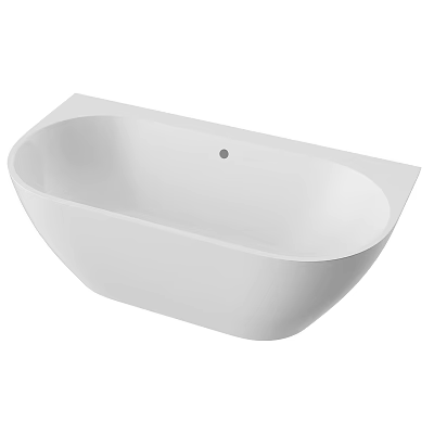 White Freestanding Bathtub With Modern Minimalist Oval Design And Sleek Surface 3d model