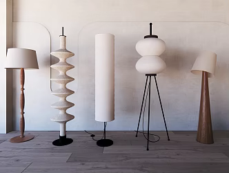 Quiet Wind Ancient Floor Lamp Floor Lamp Combination Wooden Floor Lamp 3d model