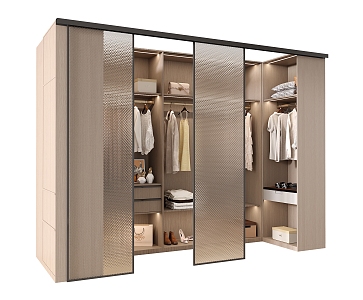 U-shaped wardrobe sliding door wardrobe 3d model