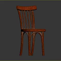 Red Wooden Chair With Classic Design And Curved Backrest And Stable Legs