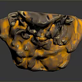 Stone Wood Volcano Sculpture With Orange Black Lava 3D Decorative Design